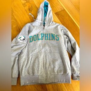 Miami dolphins zip up hoodie jacket mens medium